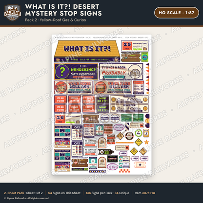 Alpine Railworks 30751HO HO Scale Roadside Signs - Desert Mystery Stop