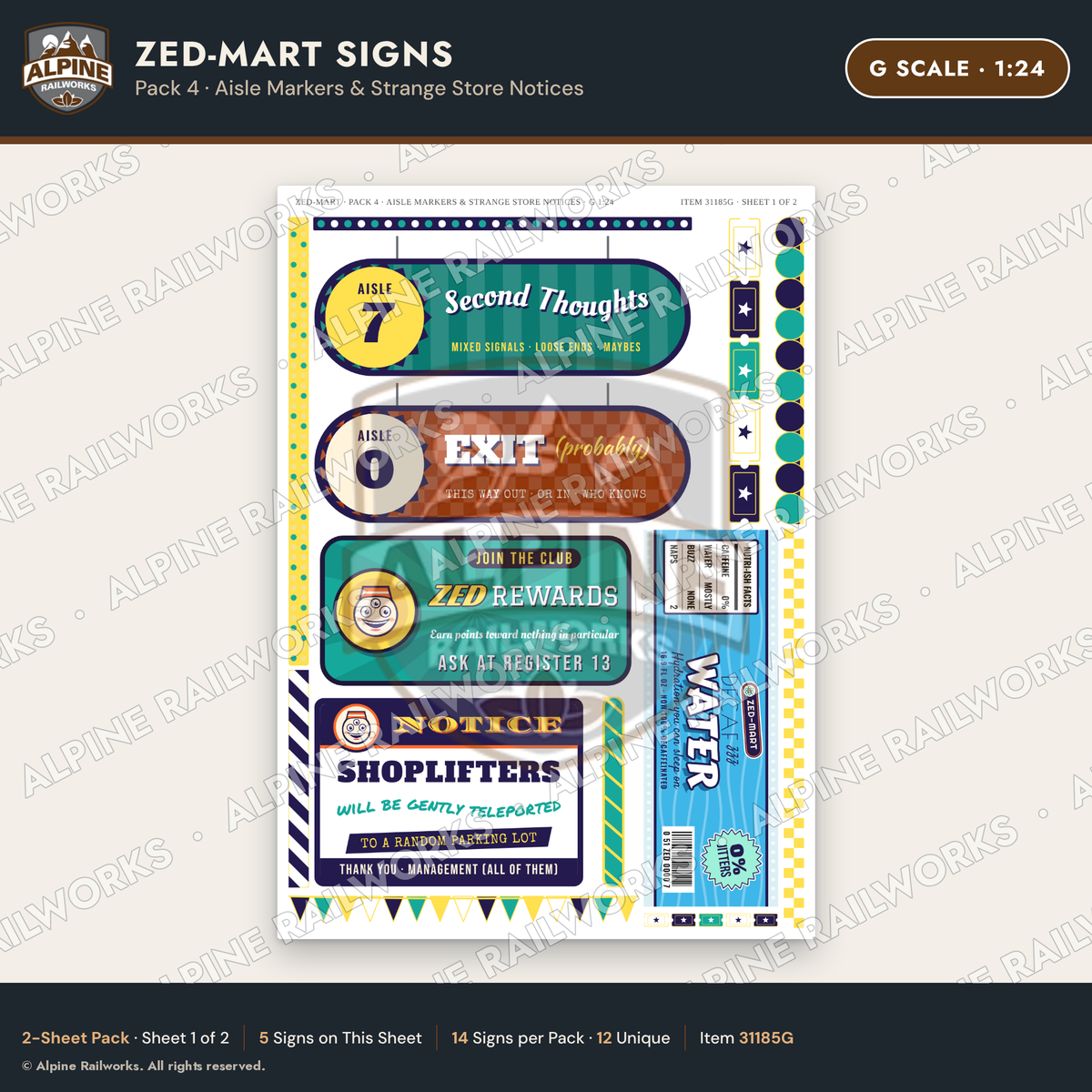 Alpine Railworks 31185G G Scale Grocery Store Signs - Funny Products