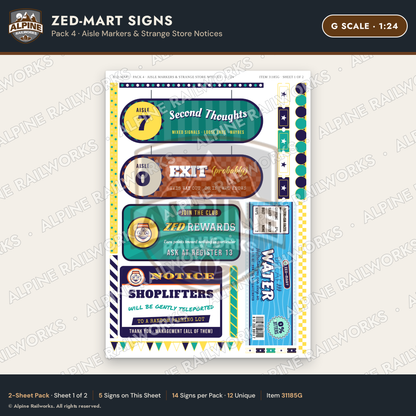 Alpine Railworks 31185G G Scale Grocery Store Signs - Funny Products