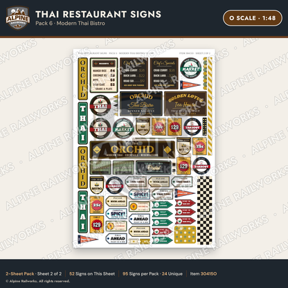 Alpine Railworks 30415O O Scale Thai Restaurant Signs