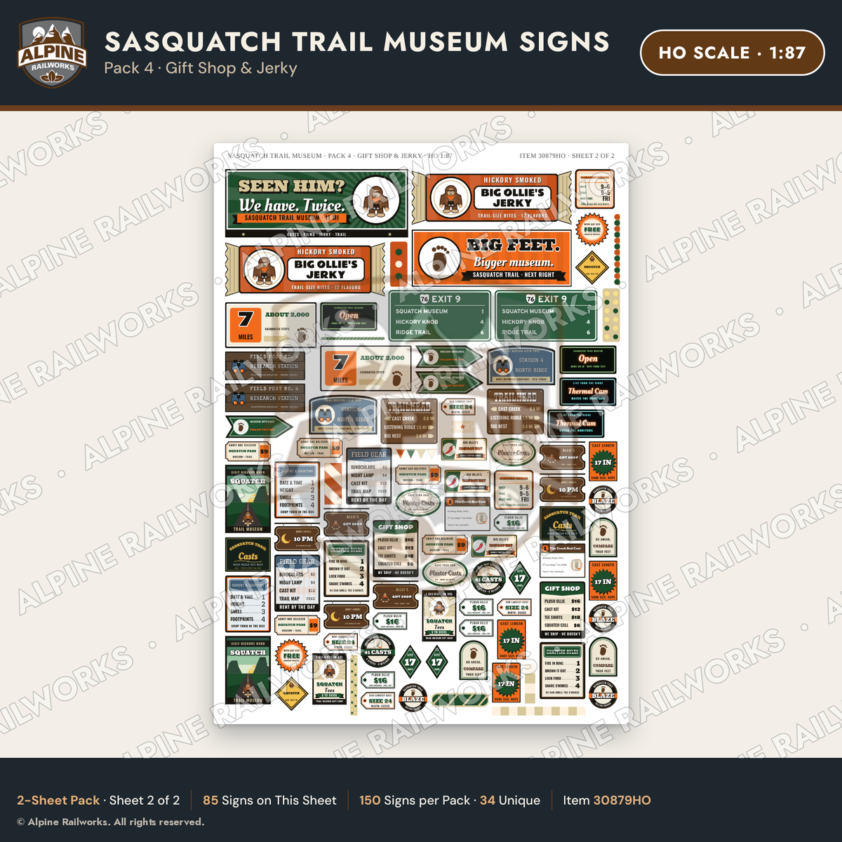 Alpine Railworks 30879HO HO Scale Roadside Signs - Bigfoot Museum
