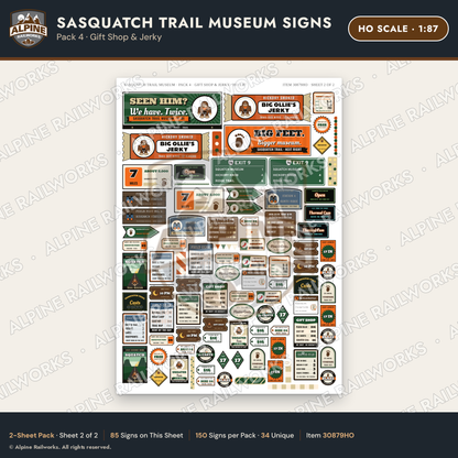 Alpine Railworks 30879HO HO Scale Roadside Signs - Bigfoot Museum