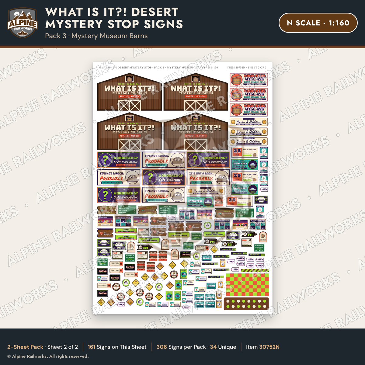 Alpine Railworks 30752N N Scale Roadside Signs - Desert Mystery Stop
