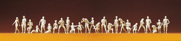 Preiser 16400 HO Scale Unpainted Figure Set -- Adam & Eve Combination Kit (26)