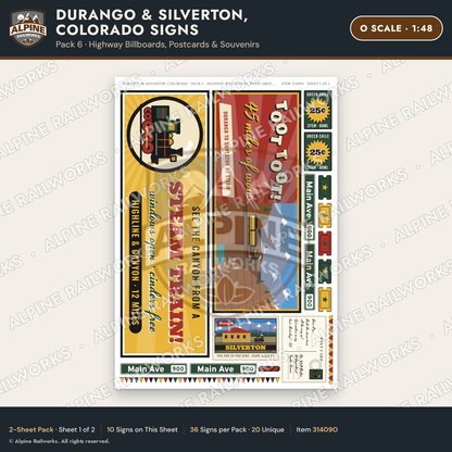 Alpine Railworks 31409O O Scale Durango CO Signs - Billboards
