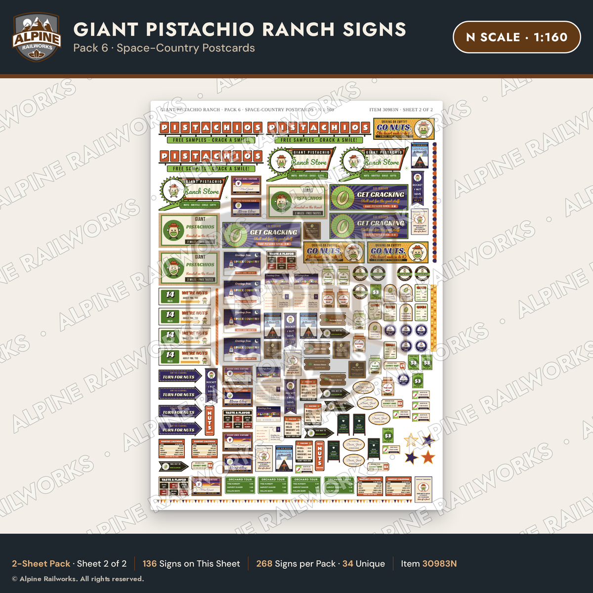 Alpine Railworks 30983N N Scale Roadside Signs - Giant Pistachio