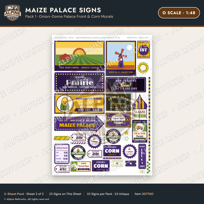 Alpine Railworks 30774O O Scale Roadside Signs - Corn Palace