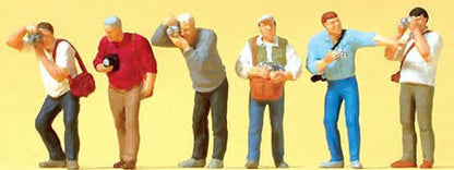 Preiser 10545 HO Scale Railfans w/Cameras -- pkg(6)