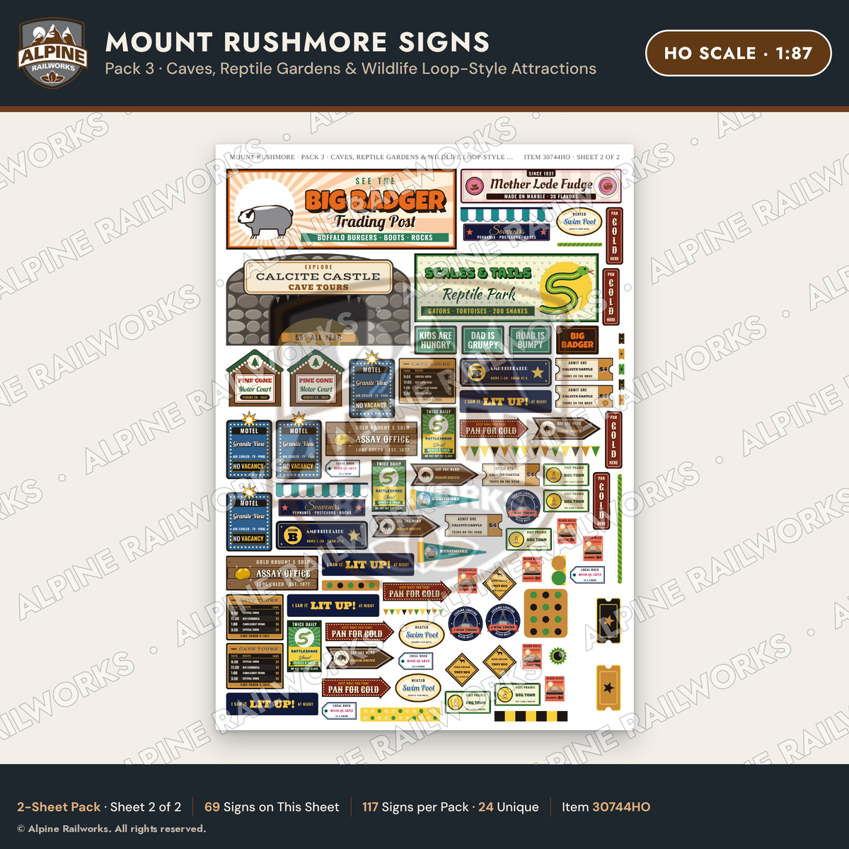 Alpine Railworks 30744HO HO Scale Tourist Signs - Mount Rushmore