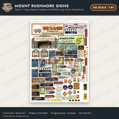 Alpine Railworks 30744HO HO Scale Tourist Signs - Mount Rushmore