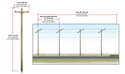 Woodland Scenics US2265 HO Scale Pre-Wired Poles - Single Crossbar