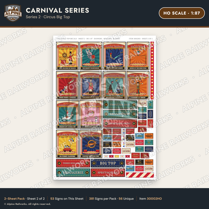 Alpine Railworks 30002HO HO Scale Carnival Signs - Circus Big Top