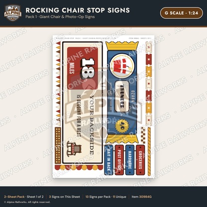 Alpine Railworks 30984G G Scale Roadside Signs - Giant Rocking Chair