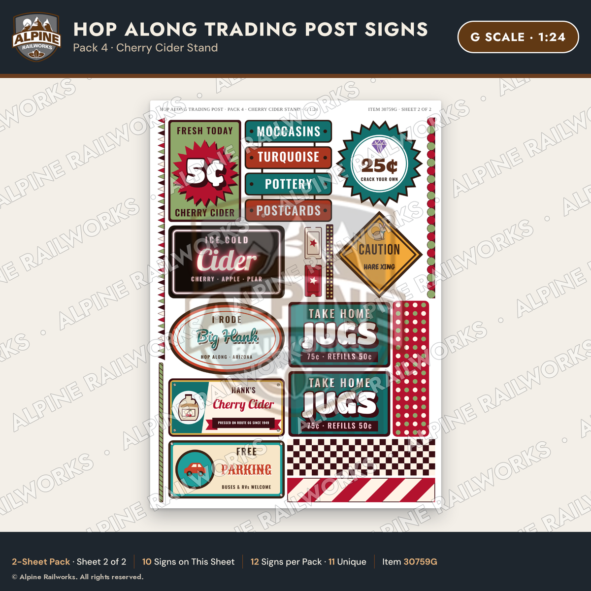 Alpine Railworks 30759G G Scale Roadside Signs - Trading Post