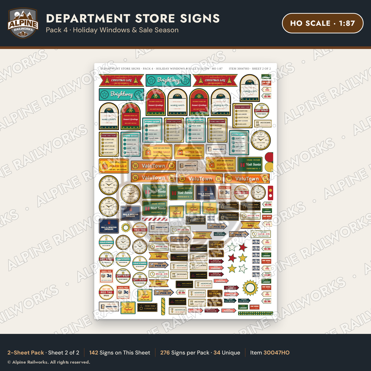 Alpine Railworks 30047HO HO Scale Department Store Signs