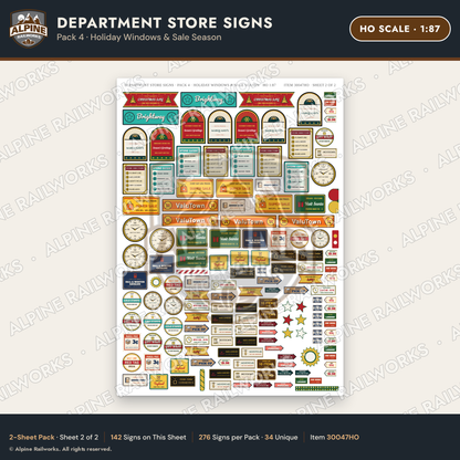 Alpine Railworks 30047HO HO Scale Department Store Signs