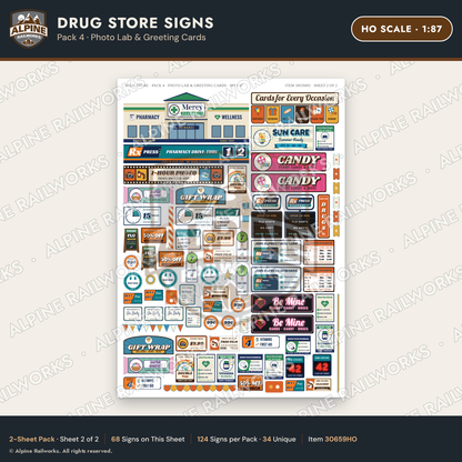 Alpine Railworks 30659HO HO Scale Drug Store Signs - Photo Lab