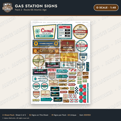 Alpine Railworks 30015O O Scale Gas Station Signs