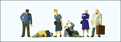 Preiser 10592 HO Scale Passengers -- At the Train Station pkg(6)