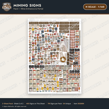 Alpine Railworks 30266N N Scale Mining Signs - Mine Entrance & Portal