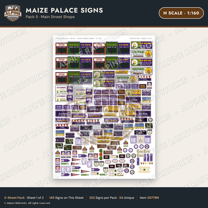 Alpine Railworks 30778N N Scale Roadside Signs - Corn Palace
