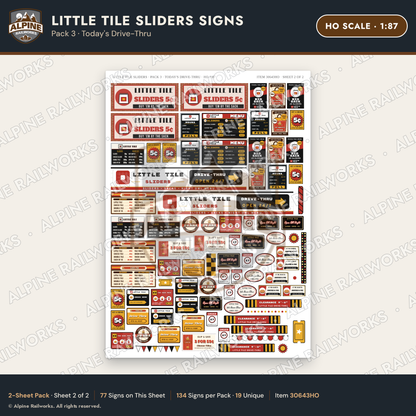 Alpine Railworks 30643HO HO Scale Fast Food Signs - Slider Burgers