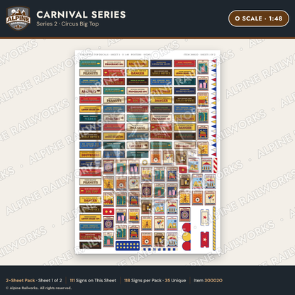 Alpine Railworks 30002O O Scale Carnival Signs - Circus Big Top