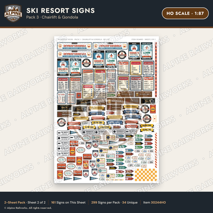 Alpine Railworks 30244HO HO Scale Ski Resort Signs - Chairlift