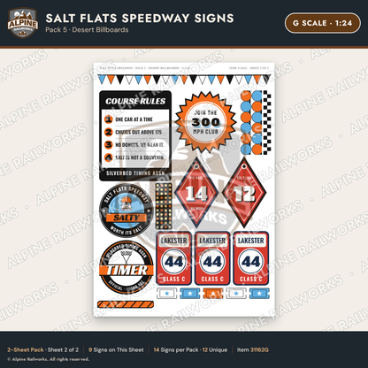 Alpine Railworks 31162G G Scale Racing Signs - Salt Flats Speedway