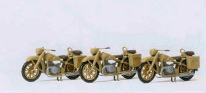 Preiser 16572 HO Scale German Army WWII - Motorcycles BMW R12 (3) Unpainted Kit