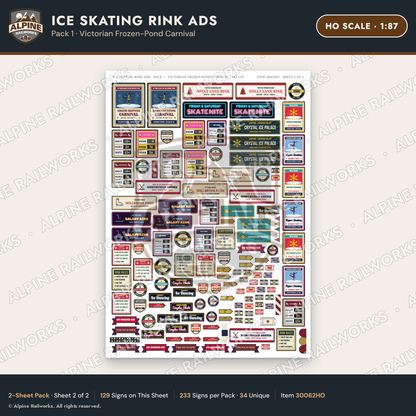 Alpine Railworks 30062HO HO Scale Ice Skating Rink Ads