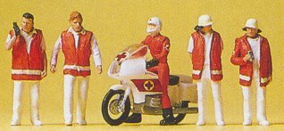 Preiser 10100 HO Scale Emergency Personnel -- Emergency Doctors w/Motorcycle