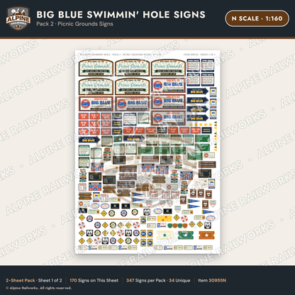 Alpine Railworks 30955N N Scale Roadside Attraction Signs - Blue Whale