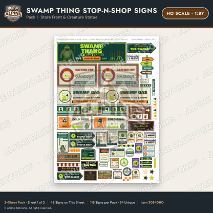Alpine Railworks 30840HO HO Scale Roadside Signs - Swamp Monster Store