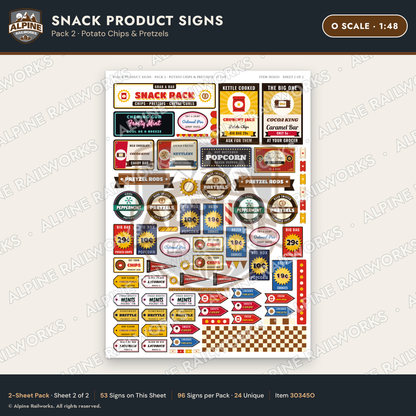 Alpine Railworks 30345O O Scale Snack Product Signs - Potato Chips