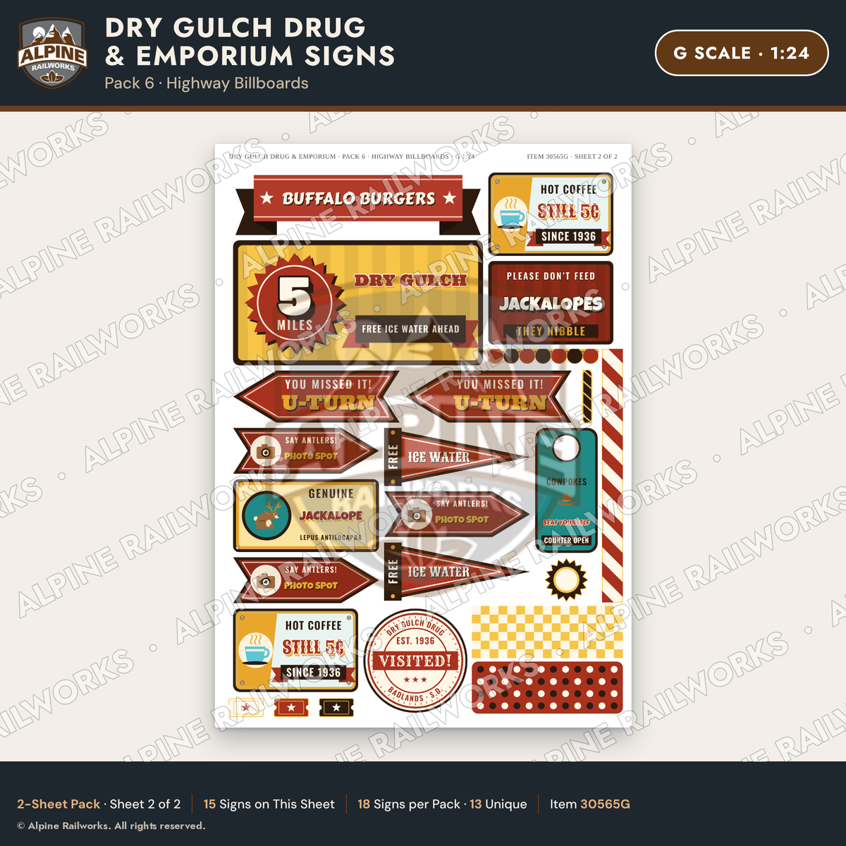 Alpine Railworks 30565G G Scale Roadside Signs - Western Drug Store