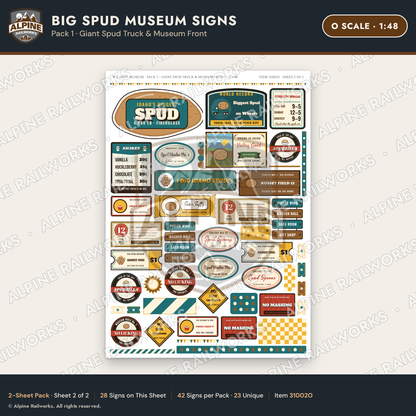 Alpine Railworks 31002O O Scale Roadside Signs - Potato Museum