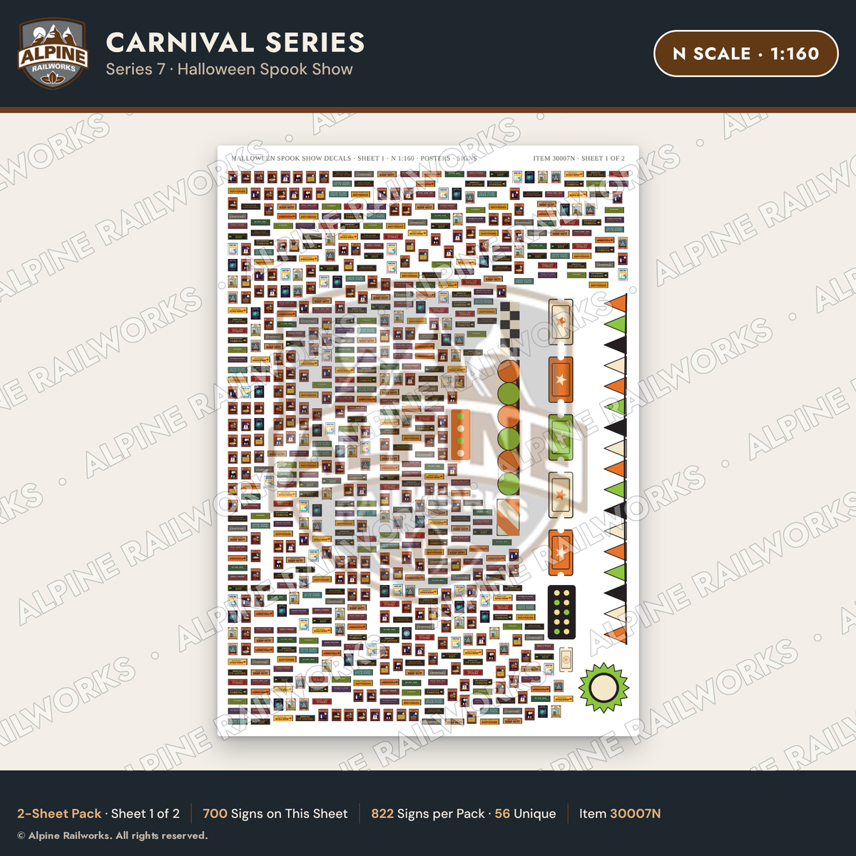 Alpine Railworks 30007N N Scale Carnival Signs - Halloween Spook Show