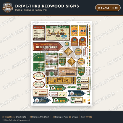 Alpine Railworks 31063O O Scale Roadside Signs - Drive-Thru Tree