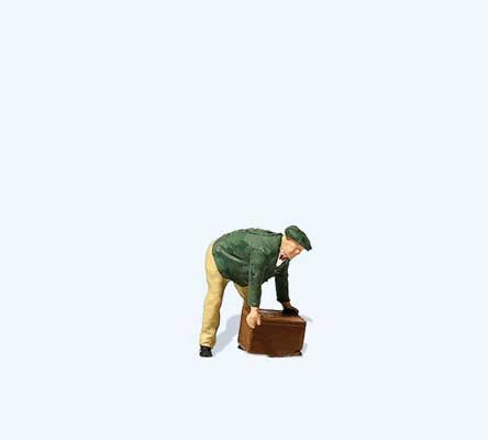 Preiser 28275 HO Scale Man Lifting a Box/Crate - Individual Figure