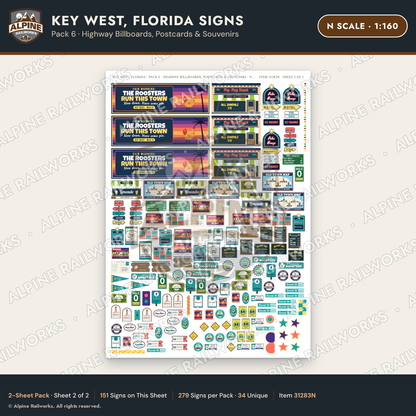 Alpine Railworks 31283N N Scale Key West FL Signs - Billboards