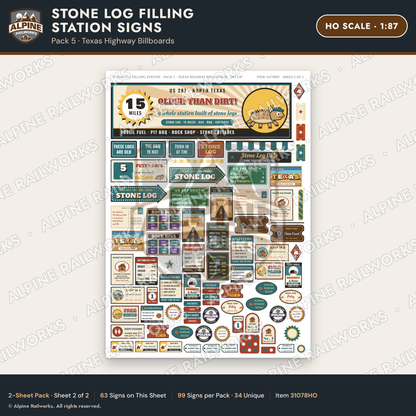 Alpine Railworks 31078HO HO Scale Roadside Signs - Petrified Wood