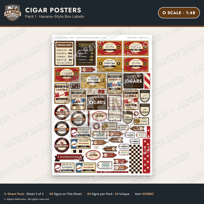 Alpine Railworks 30188O O Scale Cigar Posters