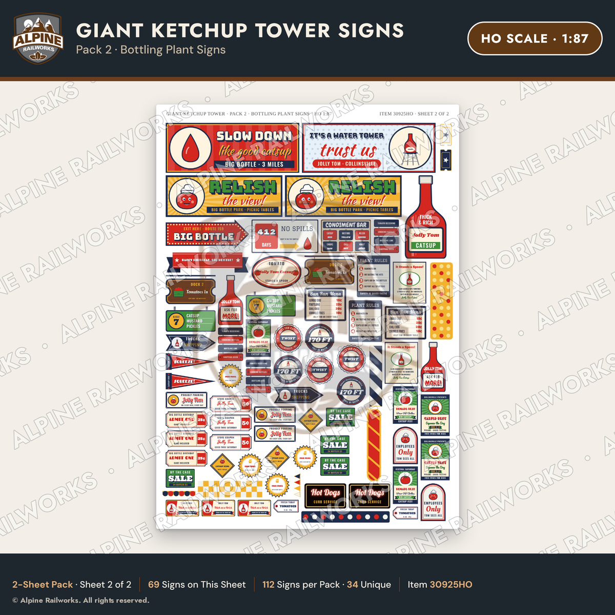 Alpine Railworks 30925HO HO Scale Roadside Signs - Ketchup Bottle