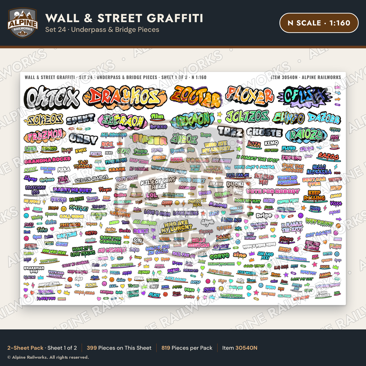 Alpine Railworks 30540N N Scale Wall & Street Graffiti Cut-Outs
