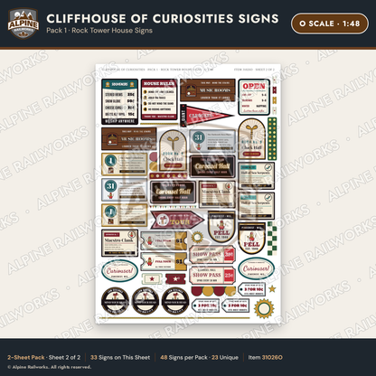Alpine Railworks 31026O O Scale Roadside Signs - Curiosity House