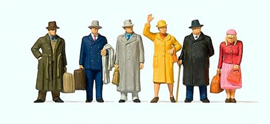 Preiser 65366 1/45 Scale Standing & Walking Passengers -- pkg(6)
