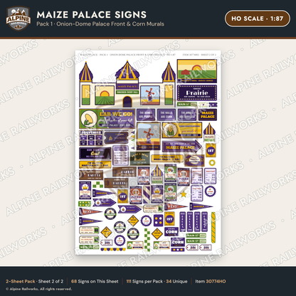 Alpine Railworks 30774HO HO Scale Roadside Signs - Corn Palace