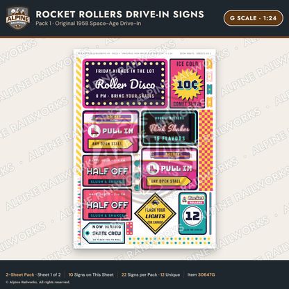 Alpine Railworks 30647G G Scale Fast Food Signs - Carhop Drive-In