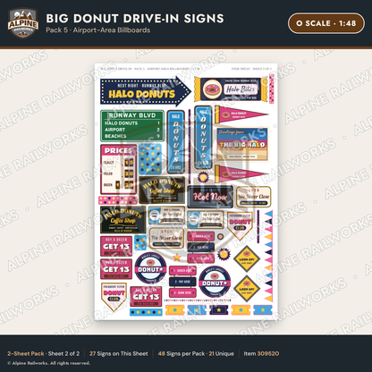 Alpine Railworks 30952O O Scale Roadside Signs - Giant Donut Shop